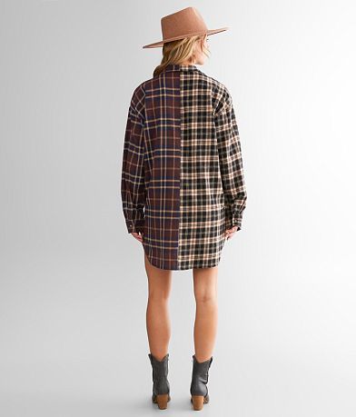 Dizzy Lizzy Mixed Plaid Tunic Shirt back view