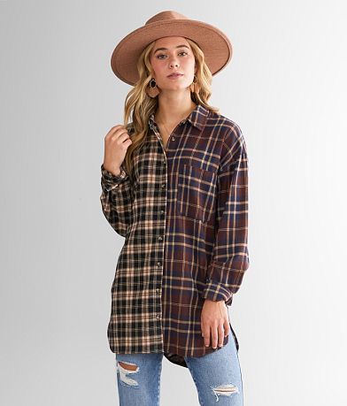 Dizzy Lizzy Mixed Plaid Tunic Shirt misc detail 1 view