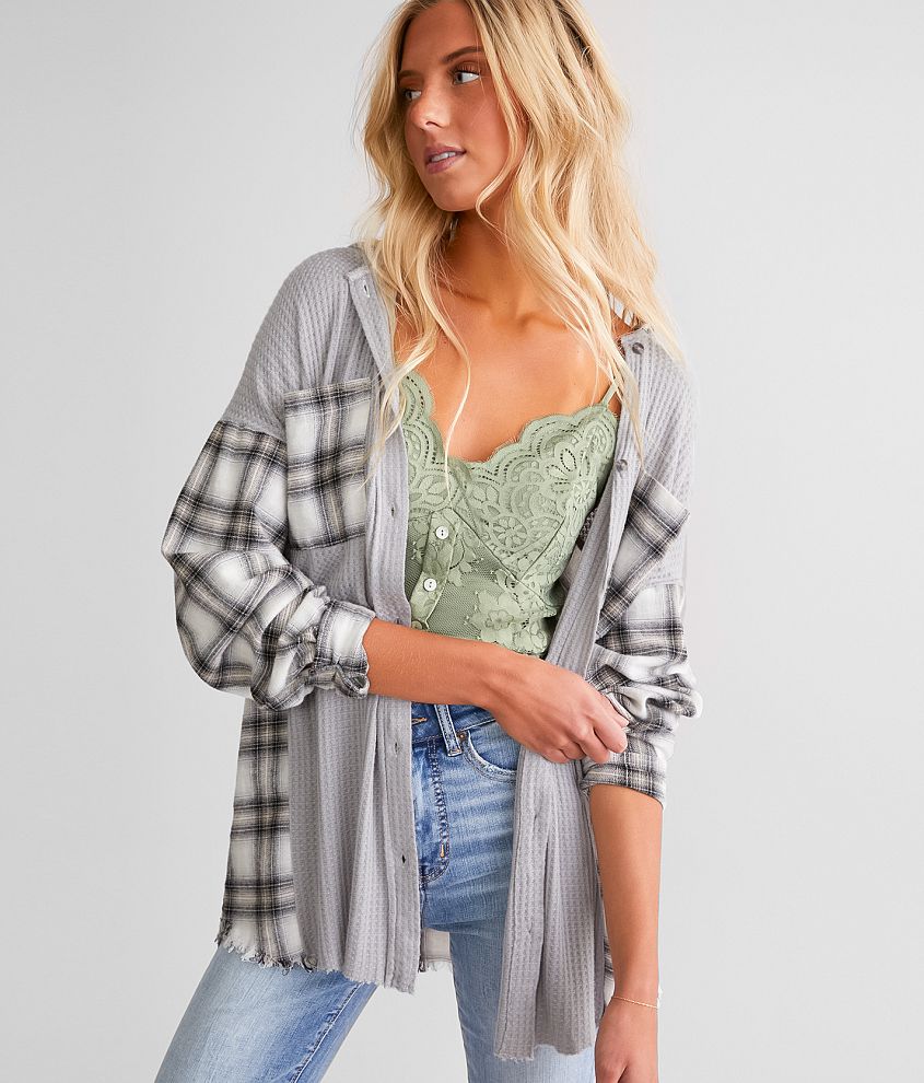 Plaid hooded 2025 shirt womens