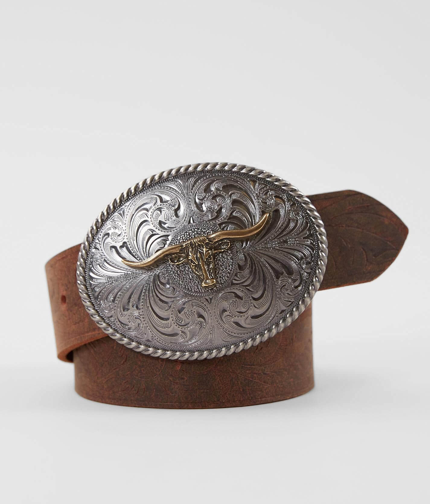 NEW LEATHERROCK Belt Statement Buckle Western Leather Brown Belt Size M | 34.5\