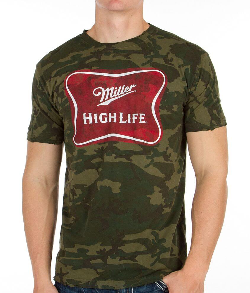 Mustache Brigade High Life Shield T Shirt Men s T Shirts in Camo Buckle