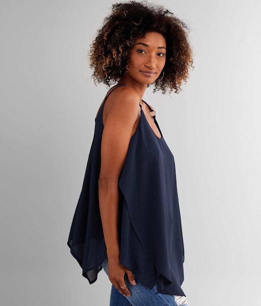 Strappy Back Layered Chiffon Cami Top