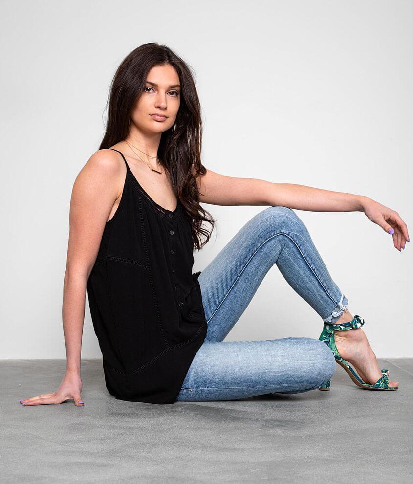 Image of Buckle Black Crinkle Tunic Tank Top