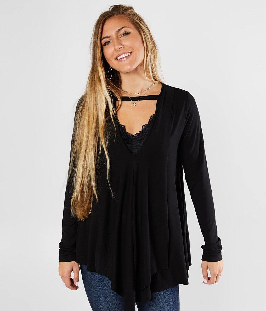 Image of red by BKE Gigi Flowy Tunic Top