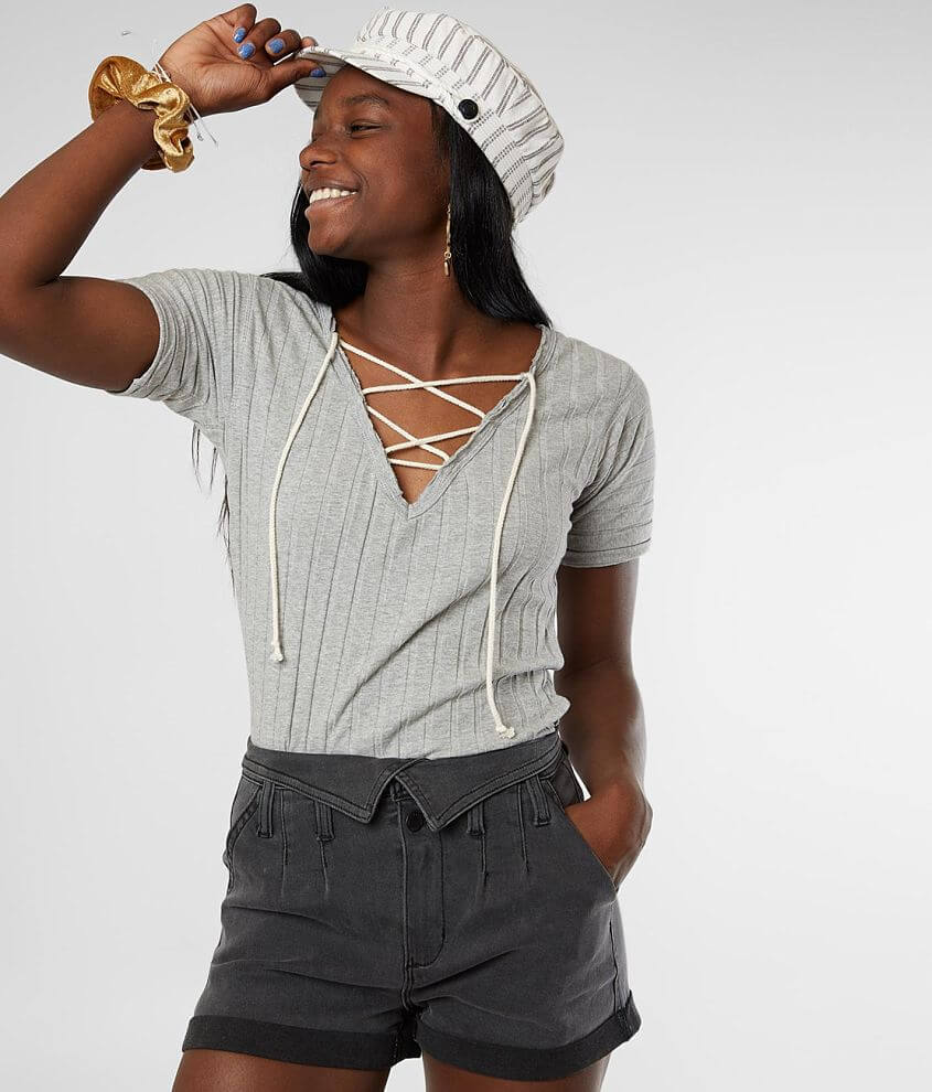 Image of Gilded Intent Lace-Up Knit Top