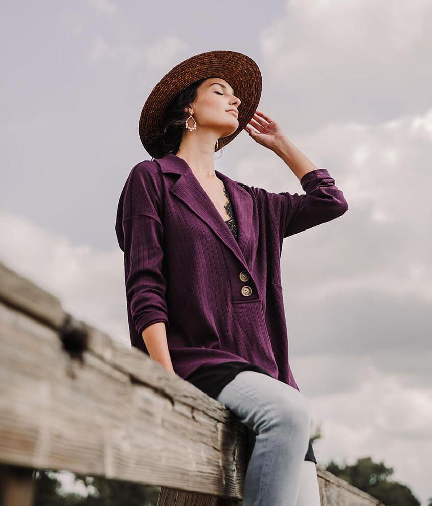 Gimmicks Collared Henley Top Women's Shirts/Blouses in Decadent