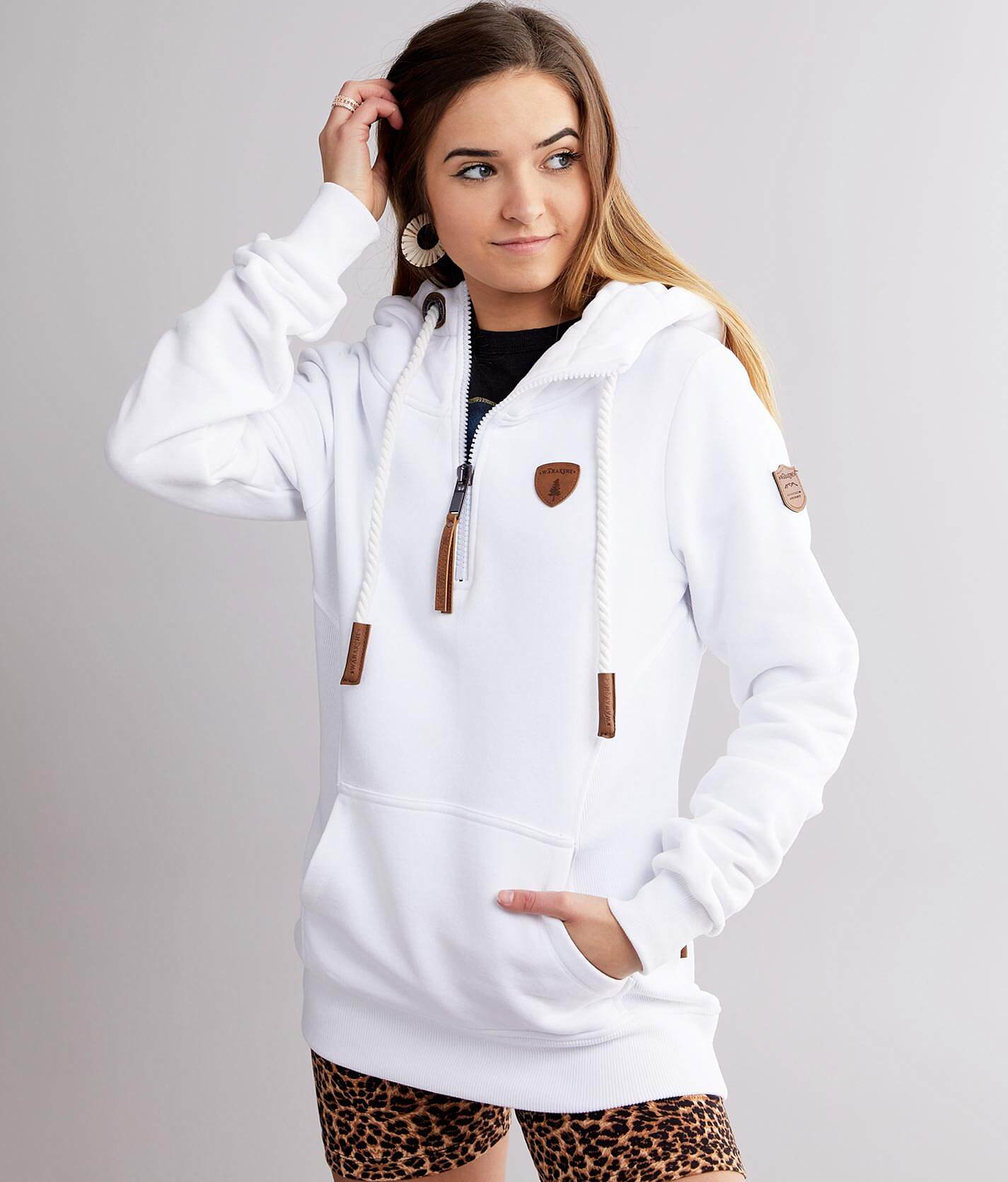 white zipper sweatshirt