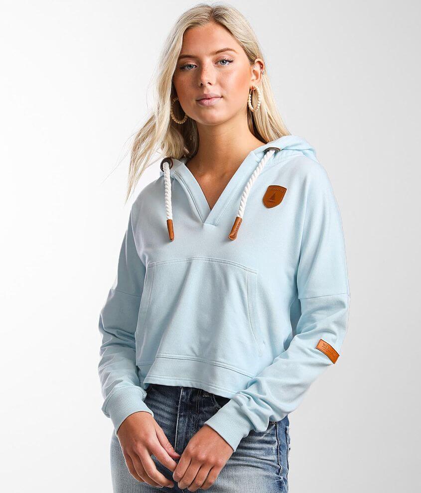 Wanakome Etta Split Neck Hooded Sweatshirt front view