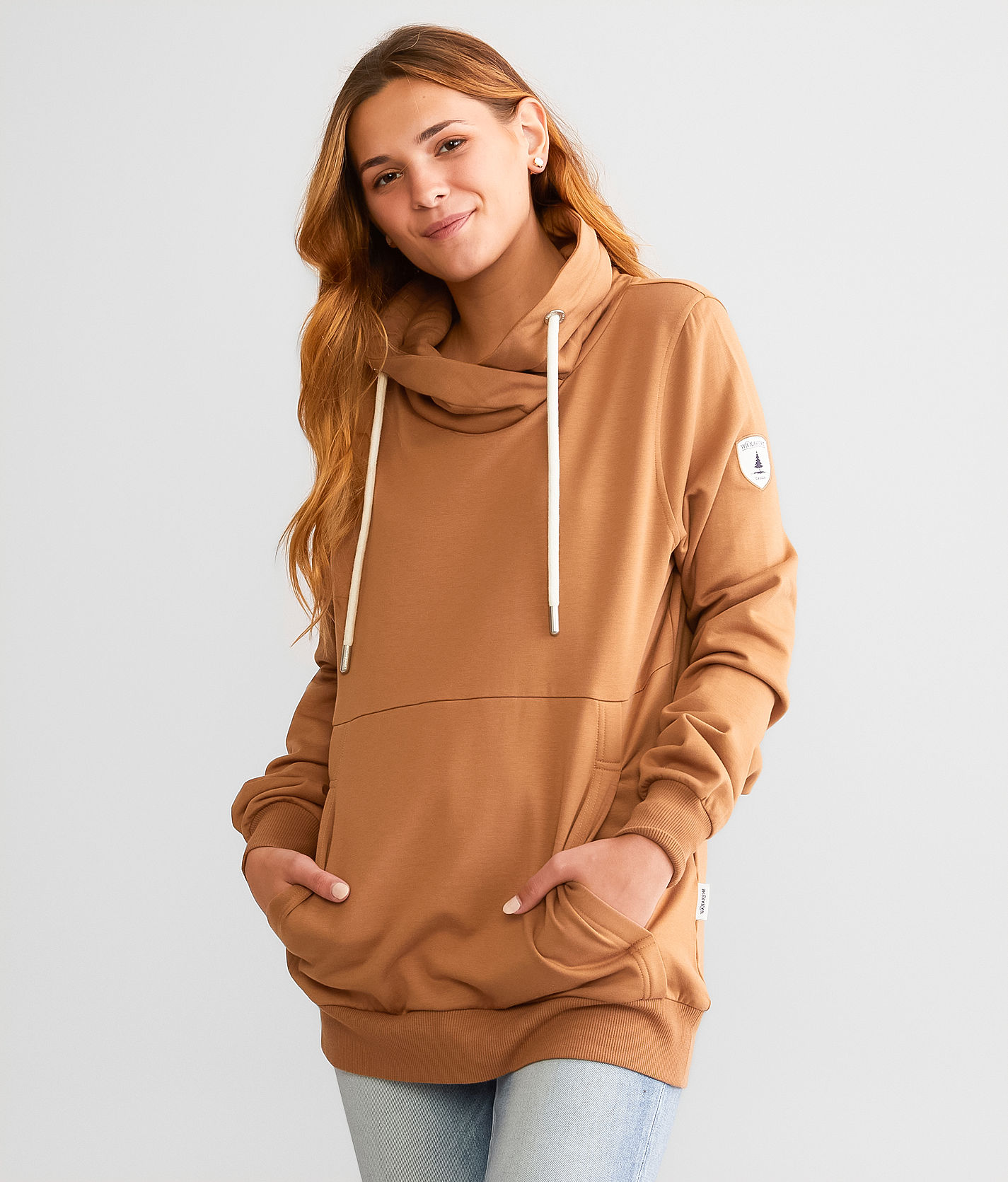 Wanakome Elizabeth Cowl Neck Sweatshirt - Women's Sweatshirts in Camel