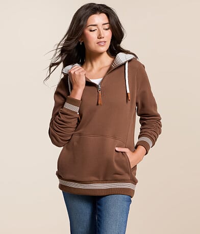 Wanakome Sabine Quarter Zip Hooded Sweatshirt front view