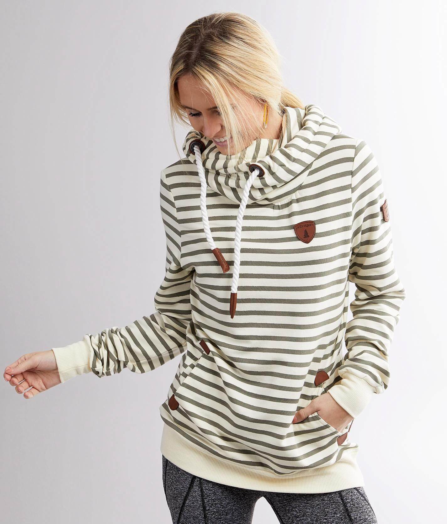 striped cowl neck sweatshirt