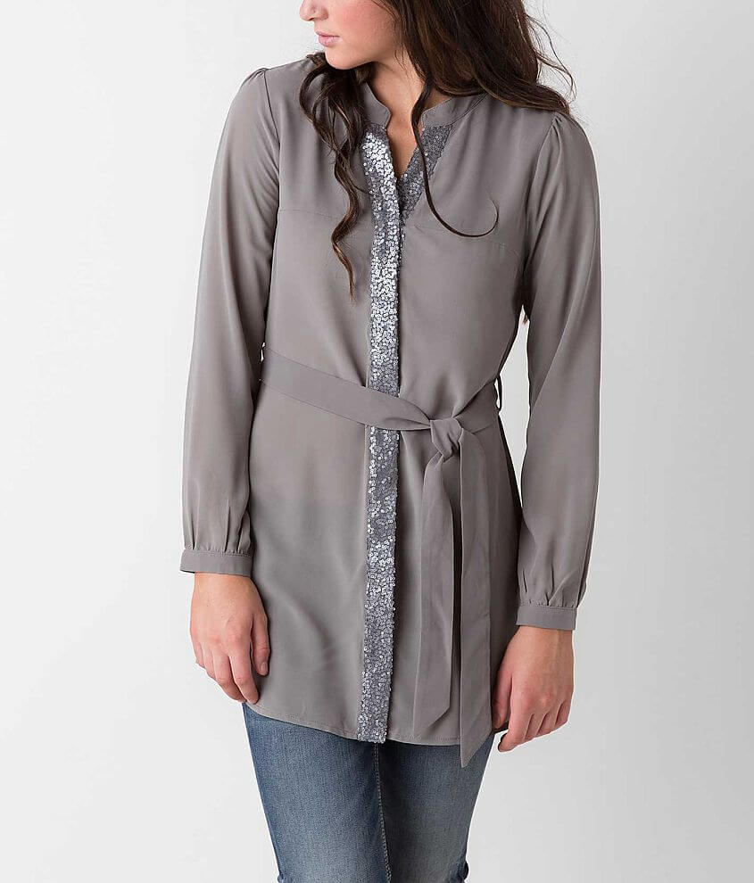 Double Zero Chiffon Tunic Blouse front view