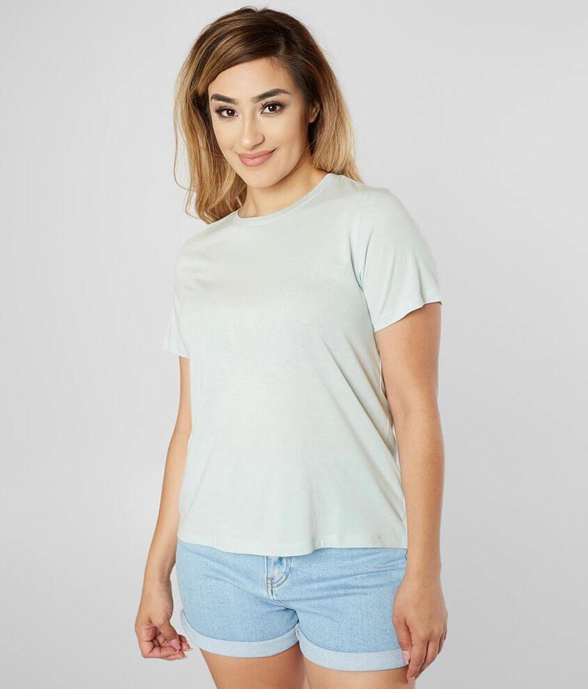 Double Zero Modal Knit Top Women's TShirts in Apple Green Buckle