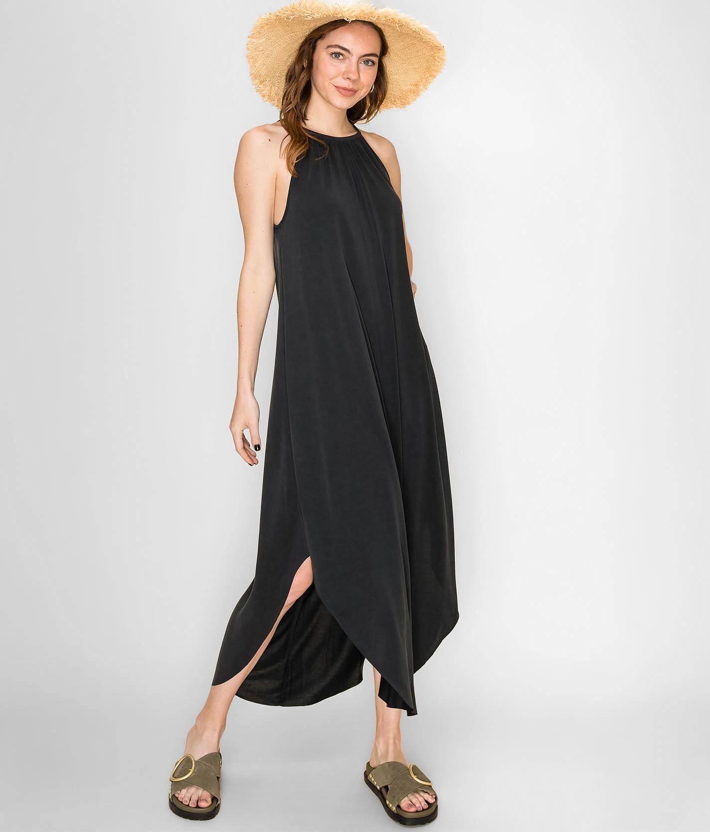 high collar maxi dress