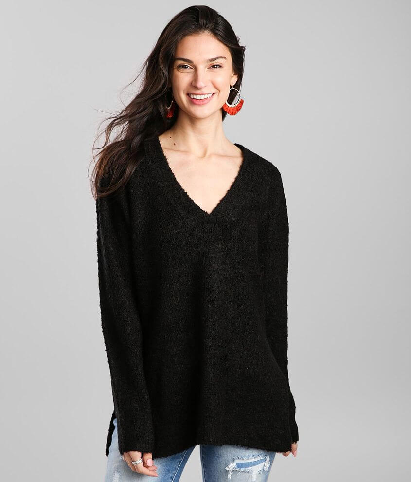 Double Zero Slouchy V-Neck Sweater - Women's Sweaters in Black | Buckle