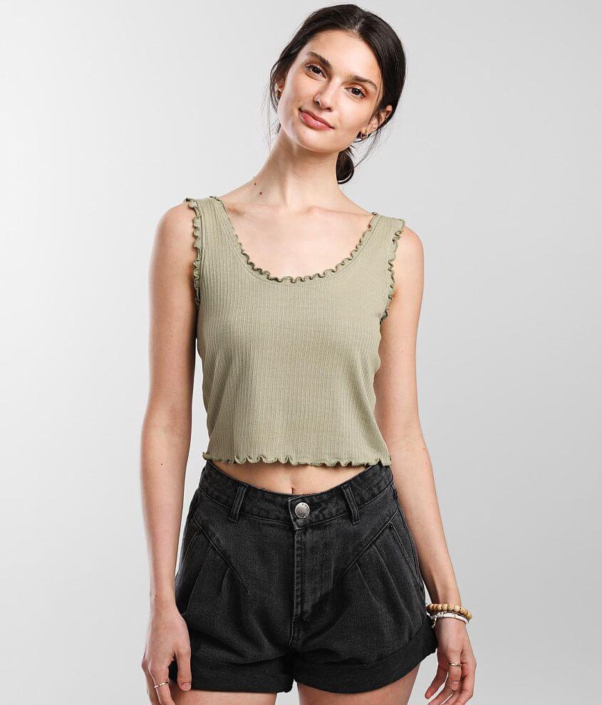 Button front lettuce trim best sale crop top