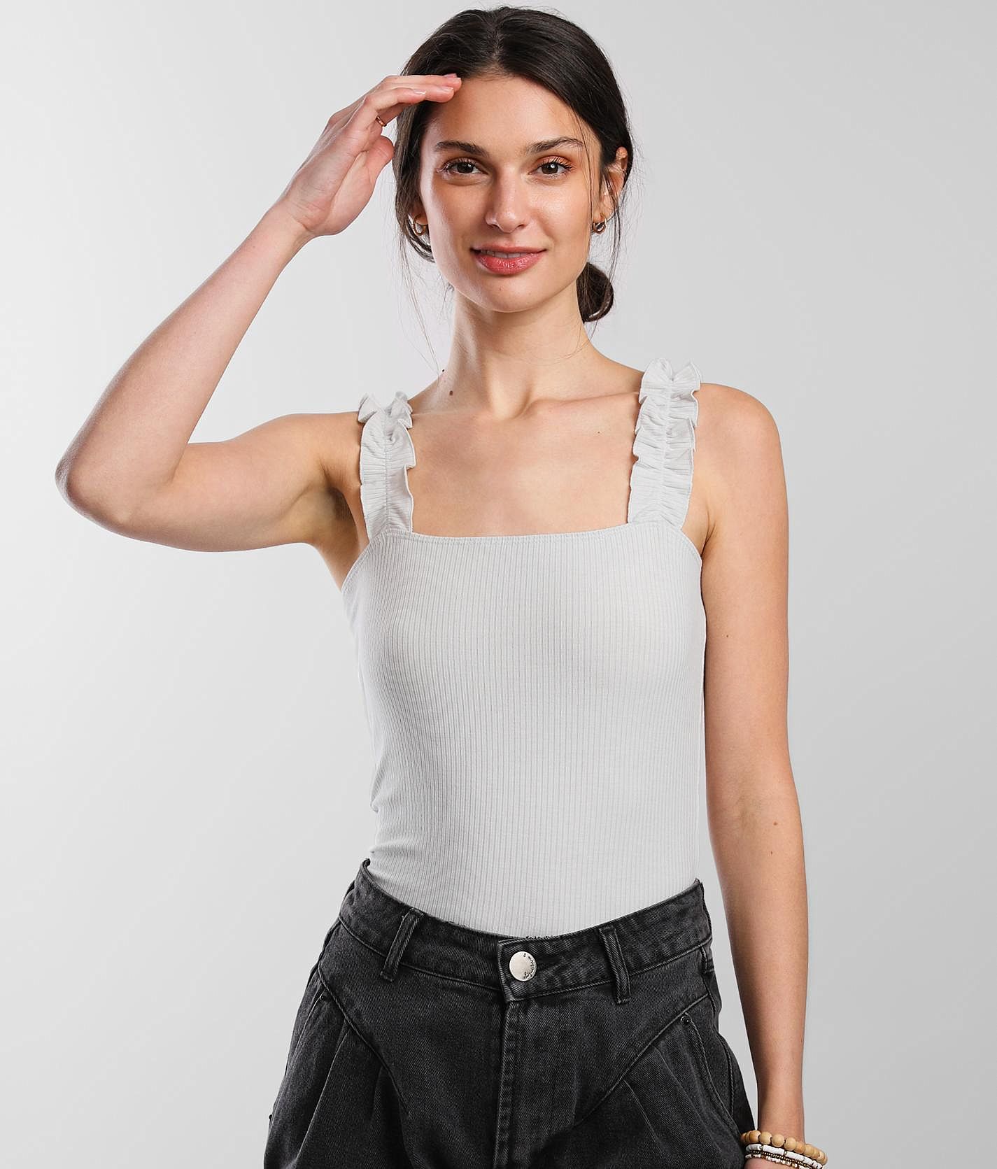 Double Zero Elasticized Ruffle Strap Bodysuit - Women's