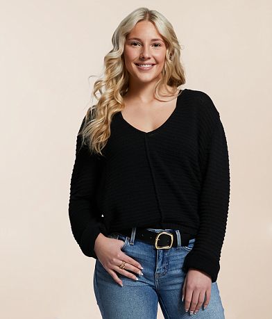 Double Zero Textured Knit Sweater front view