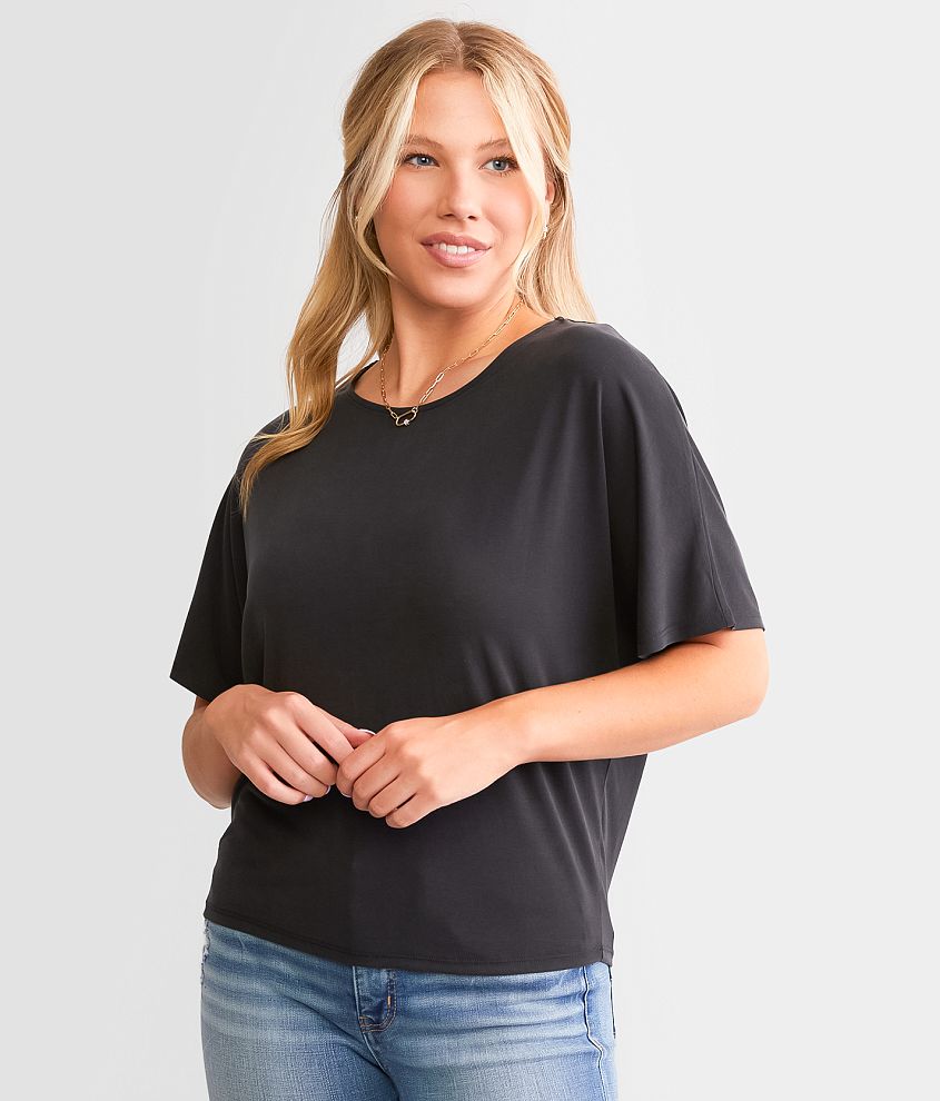 Double Zero Dolman Top Women s Shirts Blouses in Black Buckle