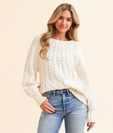 Double Zero Cable Knit Sweater full left side view