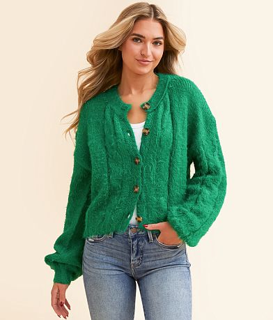 Hyfve Eyelash Cropped Cardigan Sweater FULL_RIGHT_SIDE