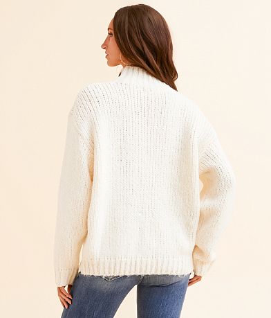 Double Zero Mock Neck Oversized Sweater BACK