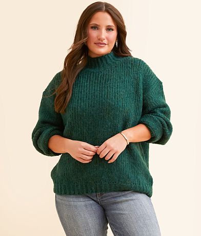 Double Zero Mock Neck Oversized Sweater front view
