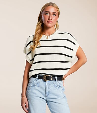 Double Zero Striped Dolman Sweater front view