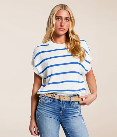 Double Zero Striped Dolman Sweater front view