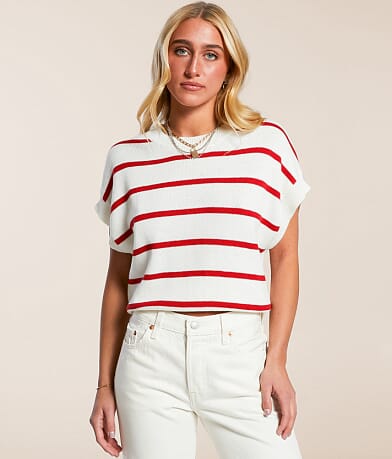 Double Zero Striped Dolman Sweater front view