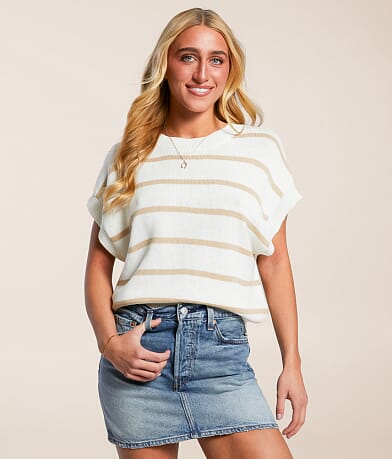 Double Zero Striped Dolman Sweater front view