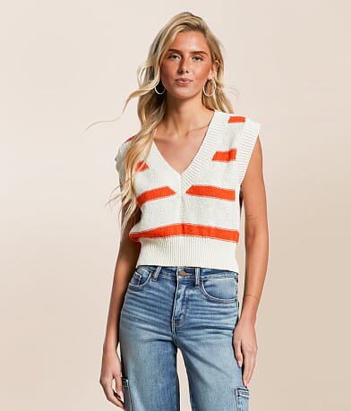 Double Zero Striped Sweater Vest front view