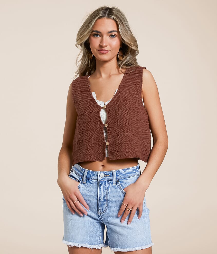 Double Zero Cropped Sweater Tank Top - Women's Tank Tops in Dark