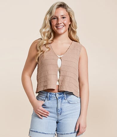 Double Zero Cropped Sweater Tank Top front view