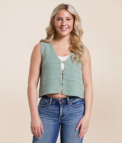 Double Zero Cropped Sweater Tank Top front view