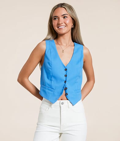 Double Zero Linen Blend Vest full right side view