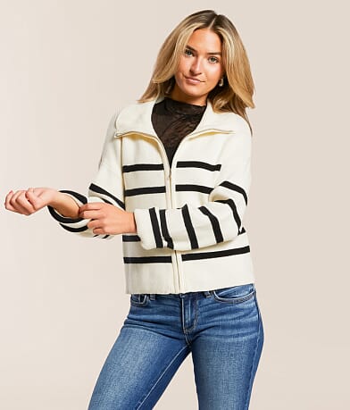 Double Zero Striped Sweater front view