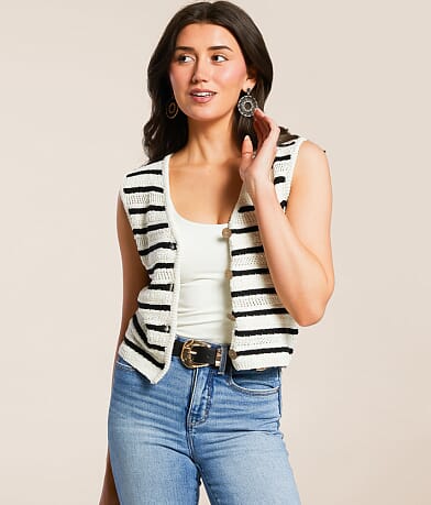 Double Zero Striped Sweater Tank Top front view