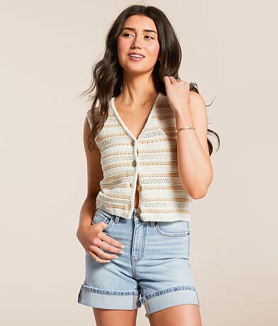 Double Zero Striped Sweater Tank Top front view