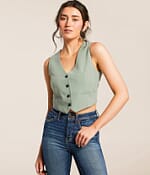 Double Zero Classic Cropped Vest - Women's Coats & Jackets in Sage