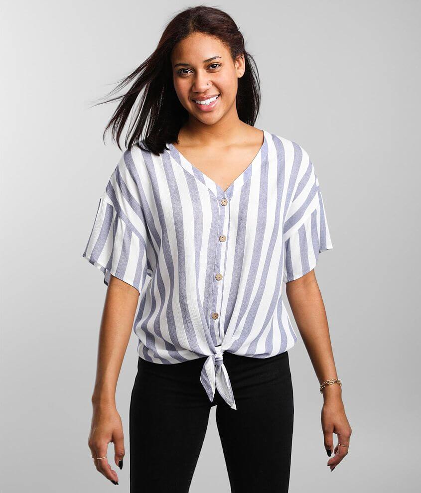 hyfve-striped-front-tie-top-women-s-shirts-blouses-in-blue-striped-buckle