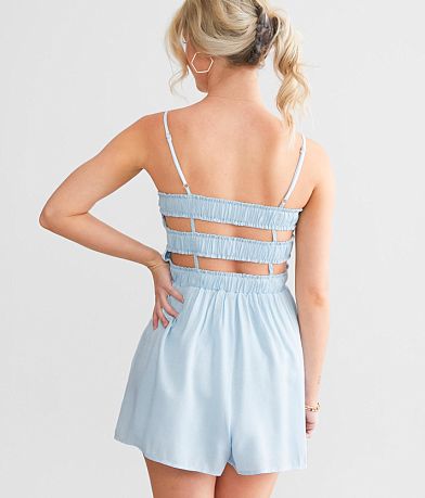 Willow &amp; Root Smocked Ruffle Romper BACK