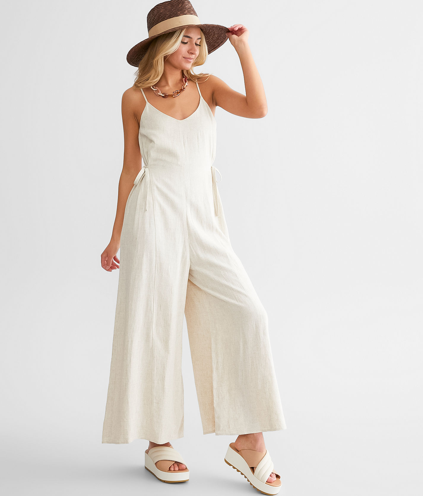 ✨24ss✨HYKE✨LINEN JUMPSUIT✨リネン✨ライトベージュ ✨24ss✨HYKE✨LINEN JUMPSUIT✨リネン✨ライトベージュ