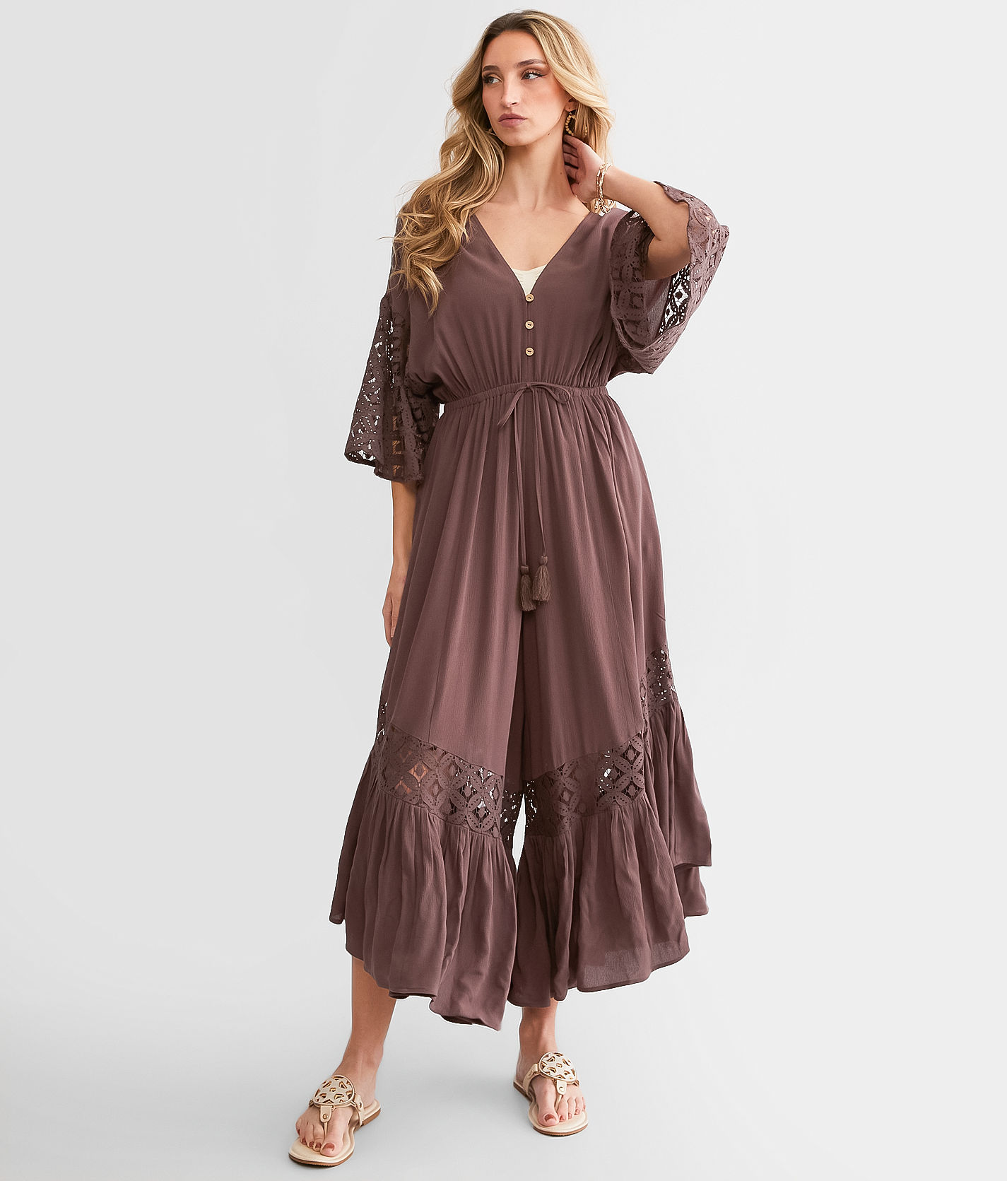 Crochet Trim Ruffle Jumpsuit – Luminary Lifestyle