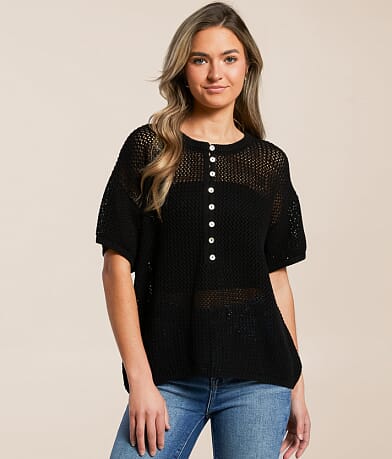 Hyfve Open Stitch Henley Sweater full right side view