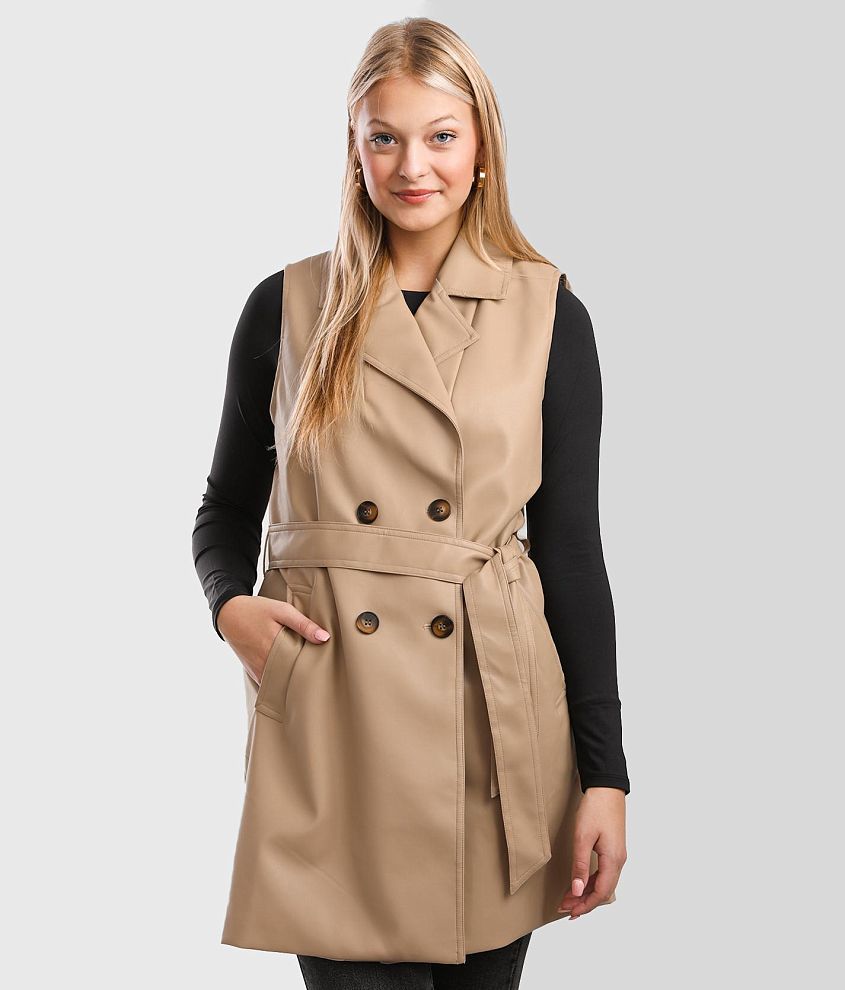 Hyfve Faux Leather Trench Vest front view