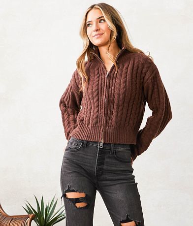 Willow & Root Belted Duster Cardigan Sweater - Women's Sweaters in Brown