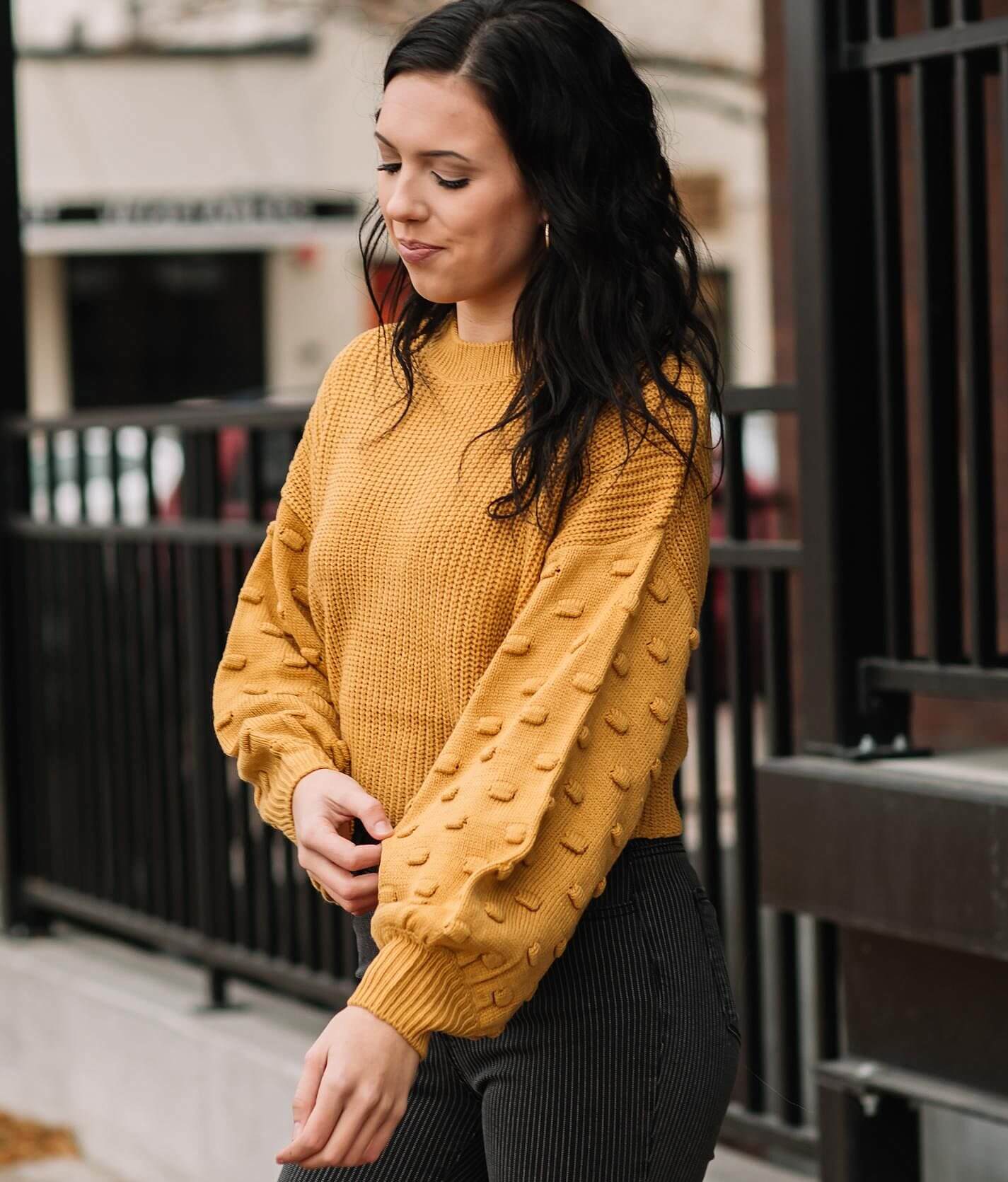 FAVLUX Cropped Sweater Women s Sweaters in Mustard Buckle