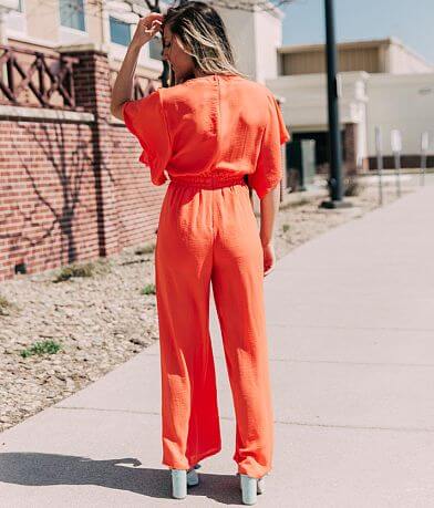 FAVLUX Deep V-Neck Wide Leg Jumpsuit BACK