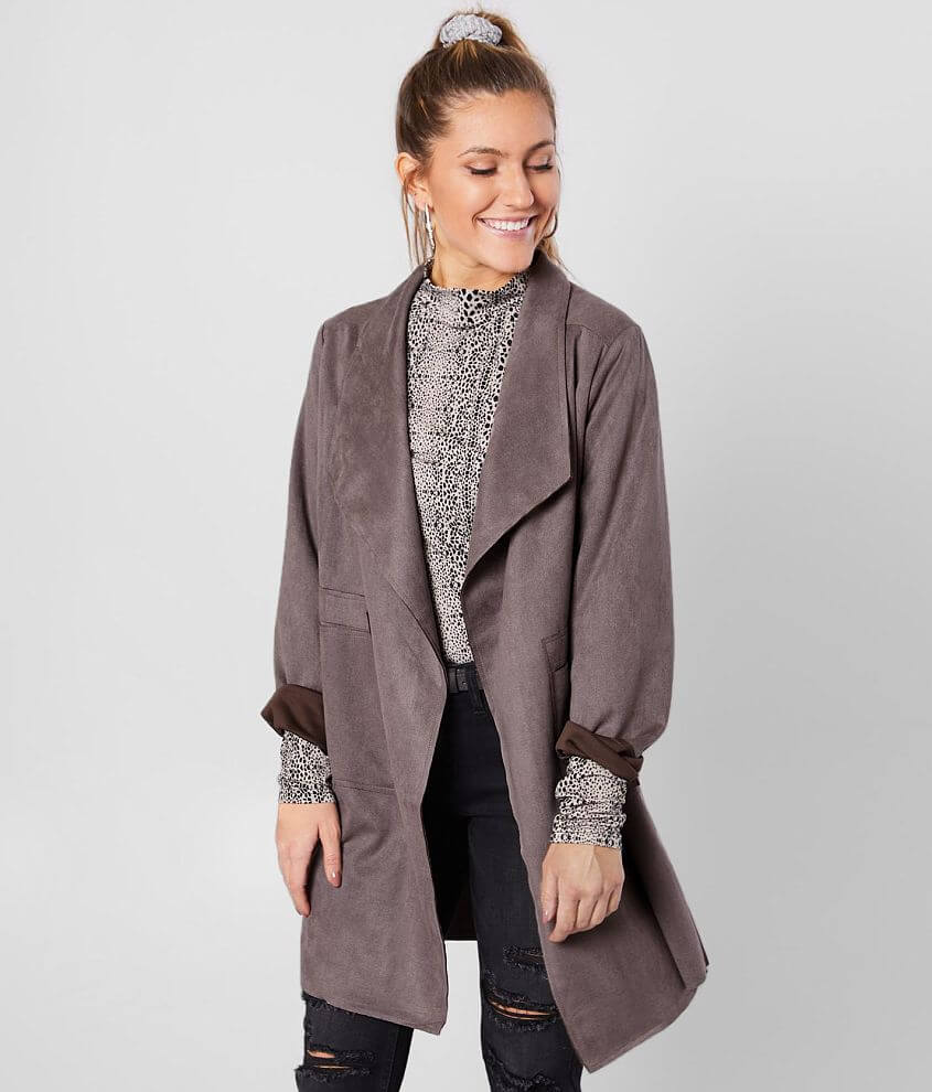 Faux Suede Flyaway Jacket